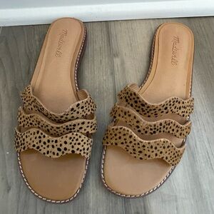 Madewell Womens Leopard Print Calf Hair Sandals Size 8